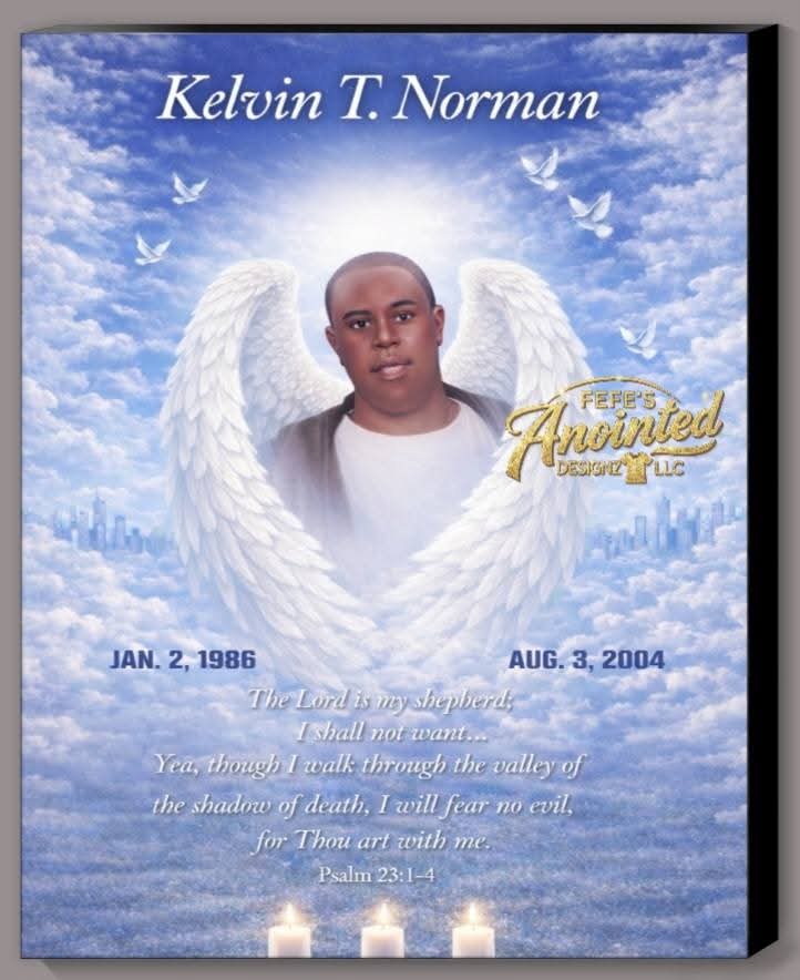 Blue heavenly memorial canvas mockup