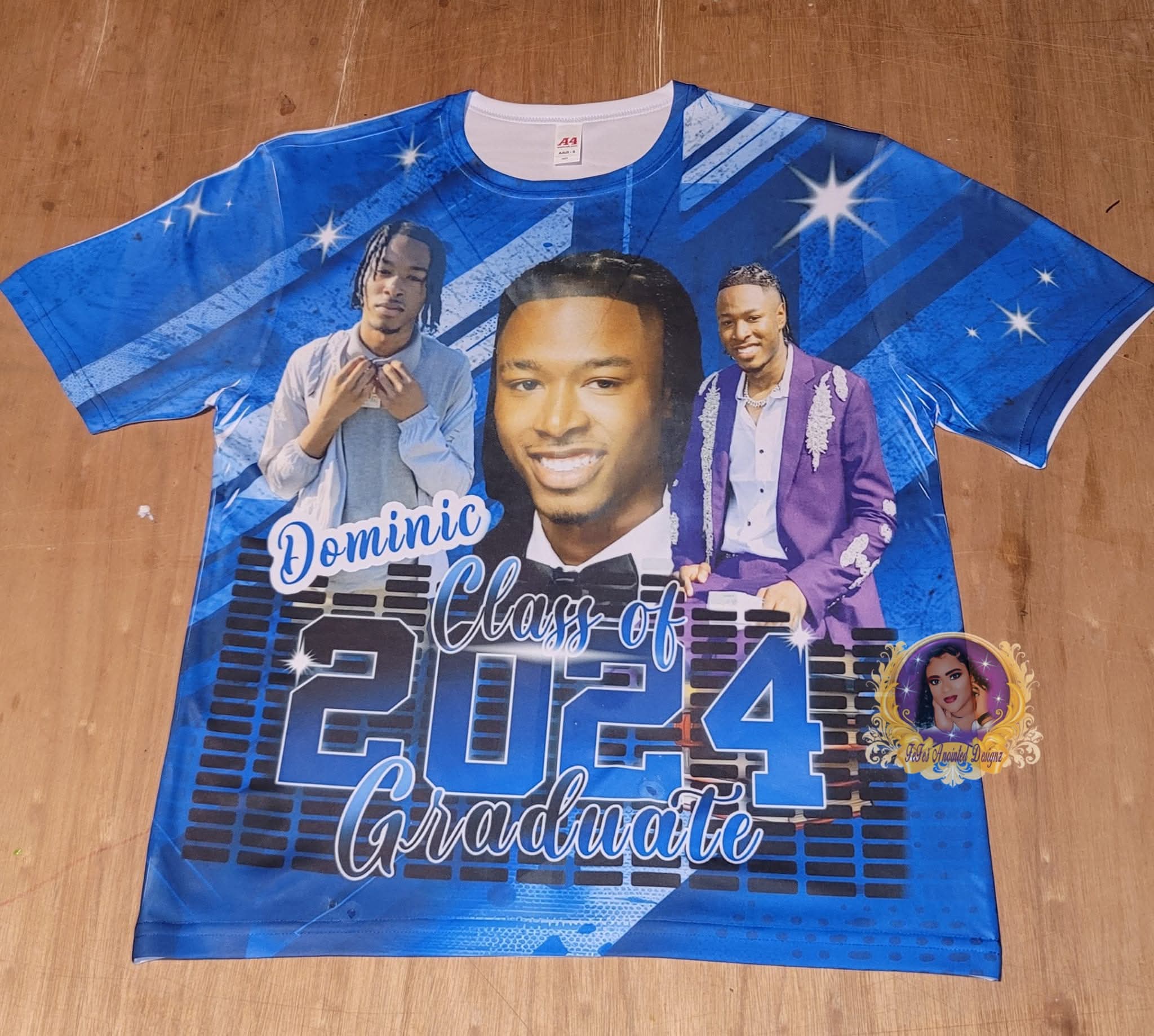 Blue personalized graduation all-over print shirt